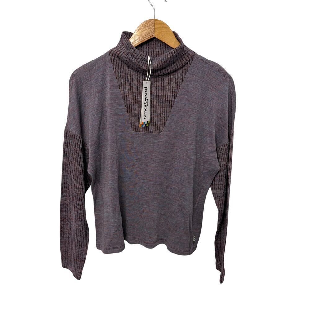 SmartWool Thermal Rib Top Womens Size Medium Merino Wool Chalk Violet Heather